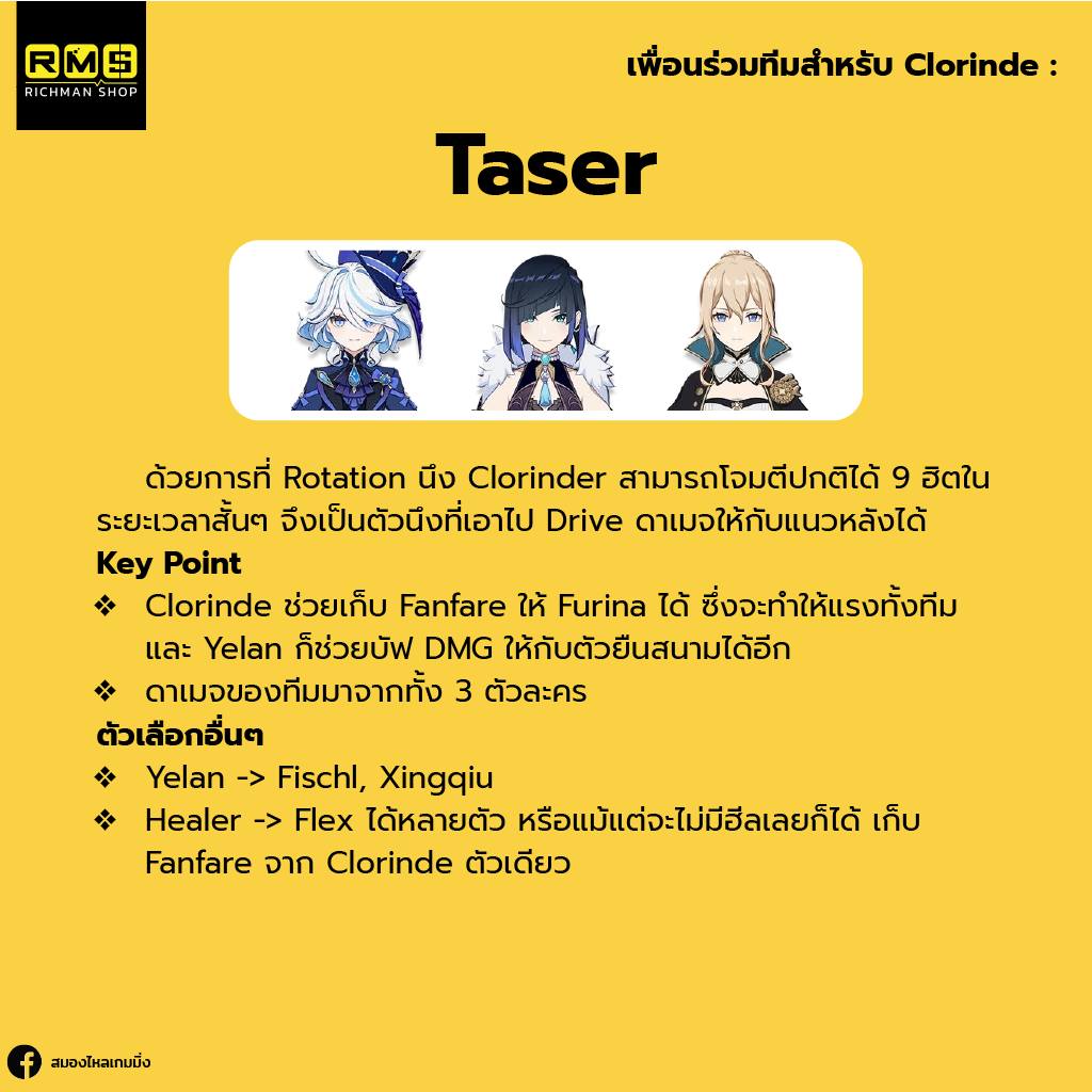 จัดทีมสุดโหดให้กับ Clorinde
Line up Taser